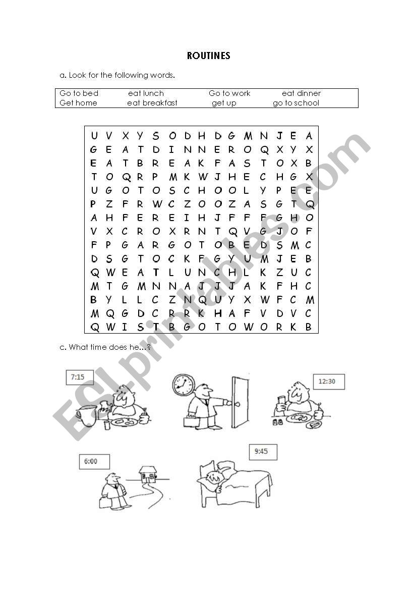 Routines worksheet