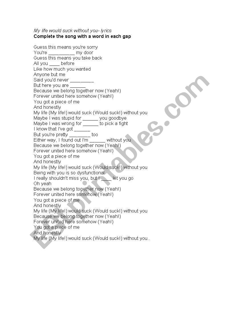 Glee song worksheet