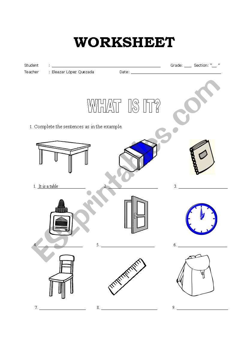 class objects worksheet