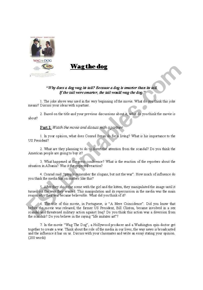 Movie Activity: Wag The Dog worksheet