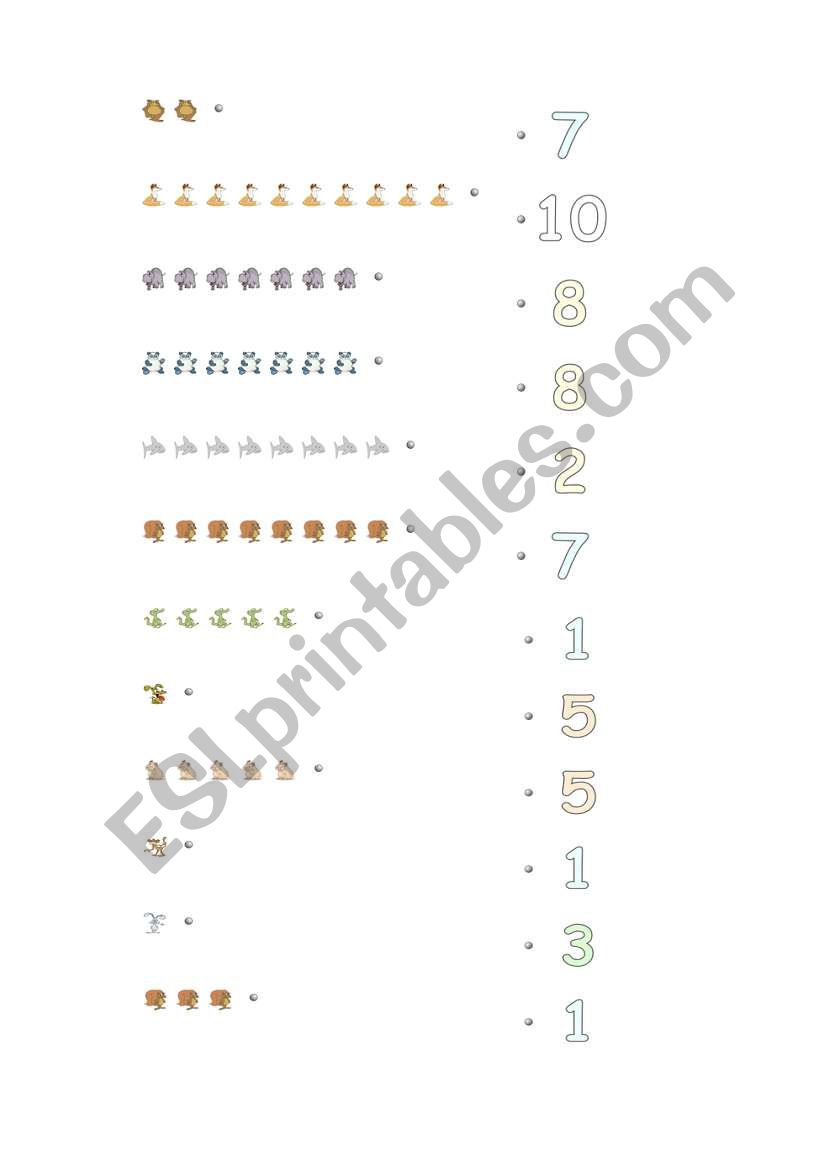 1-10 Number Match worksheet