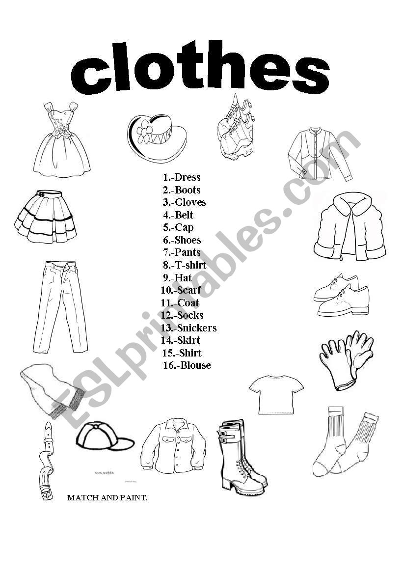 clothes worksheet