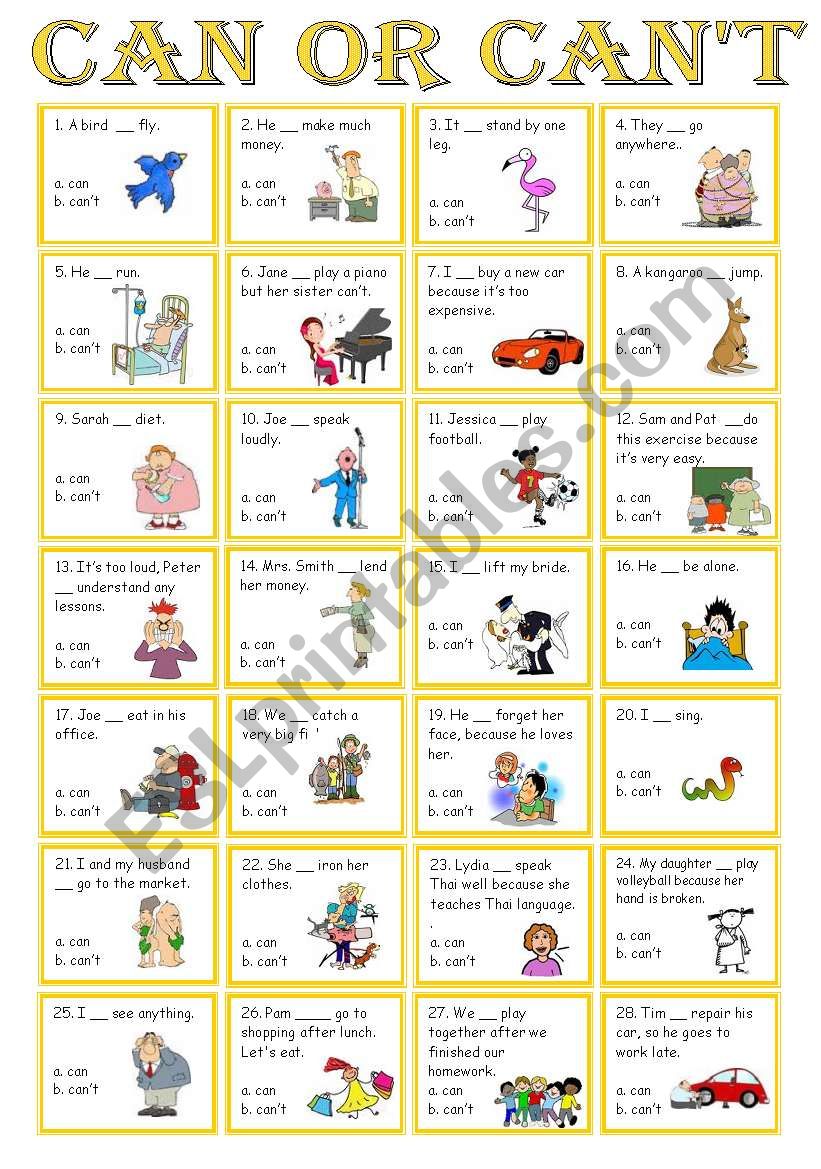 can or canÂ´t ( Multiple Choice )