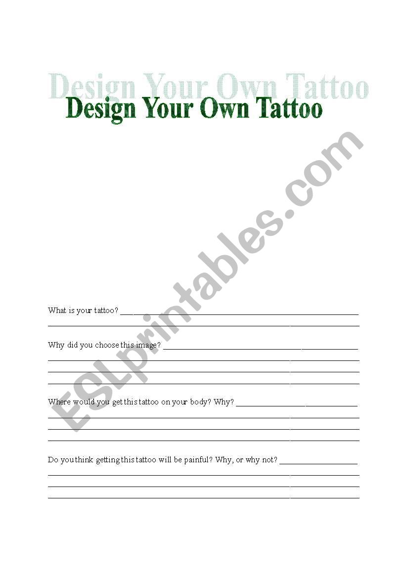 Design a Tattoo Worksheet worksheet