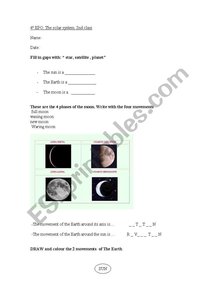 the moon worksheet