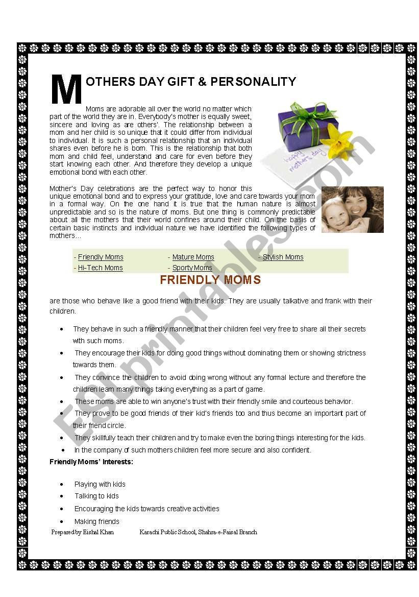 Mothers Day Part 2 worksheet
