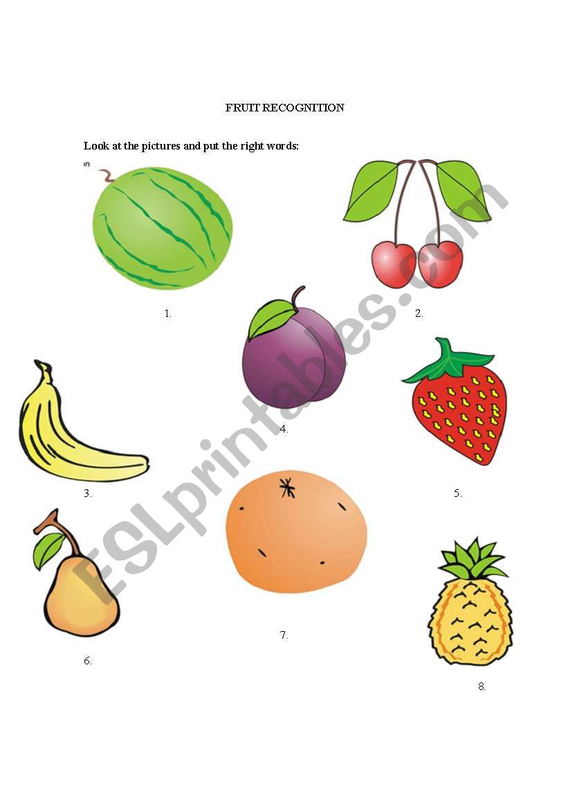 Fruit recognition worksheet
