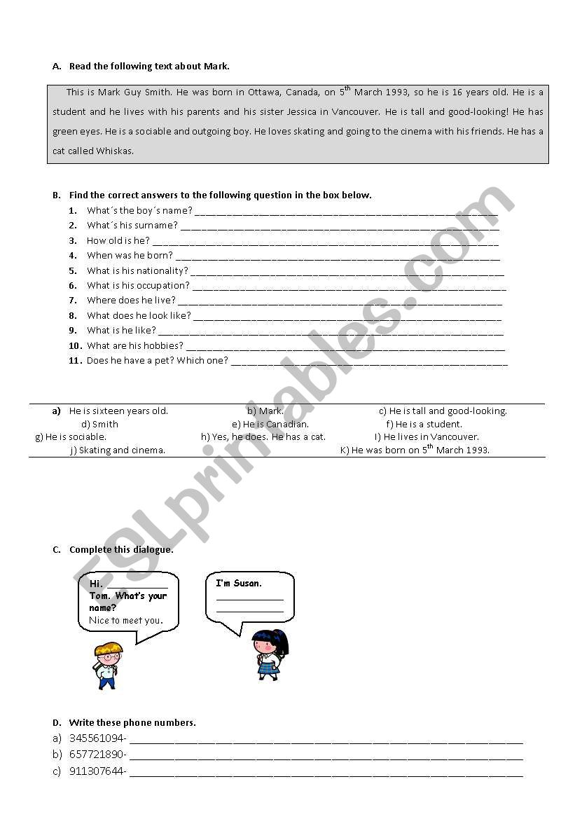 test worksheet