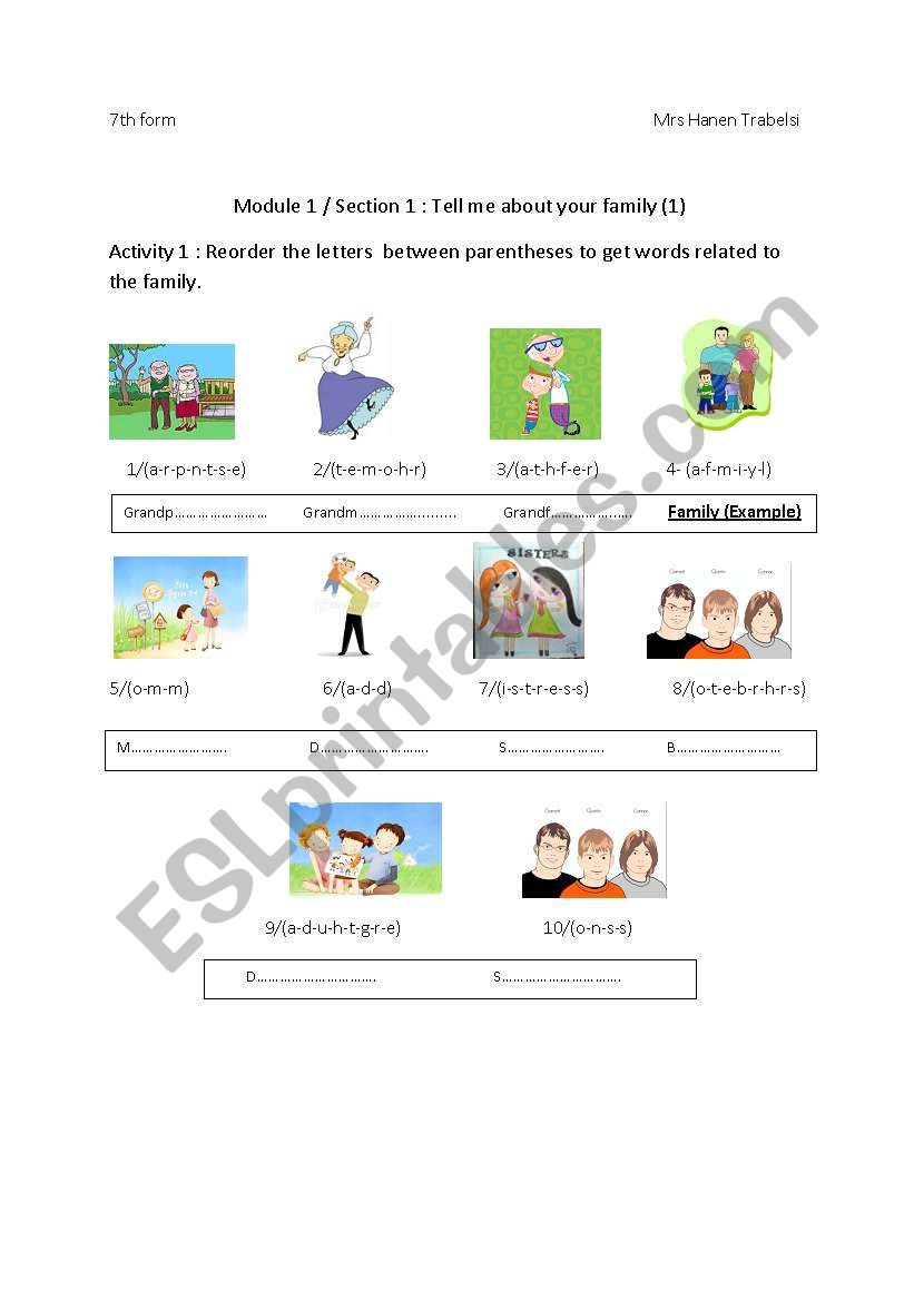 Family worksheet