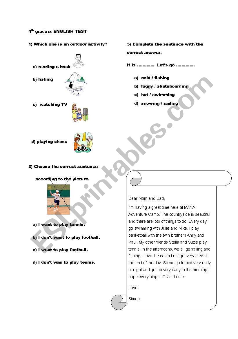 weather conditions test worksheet