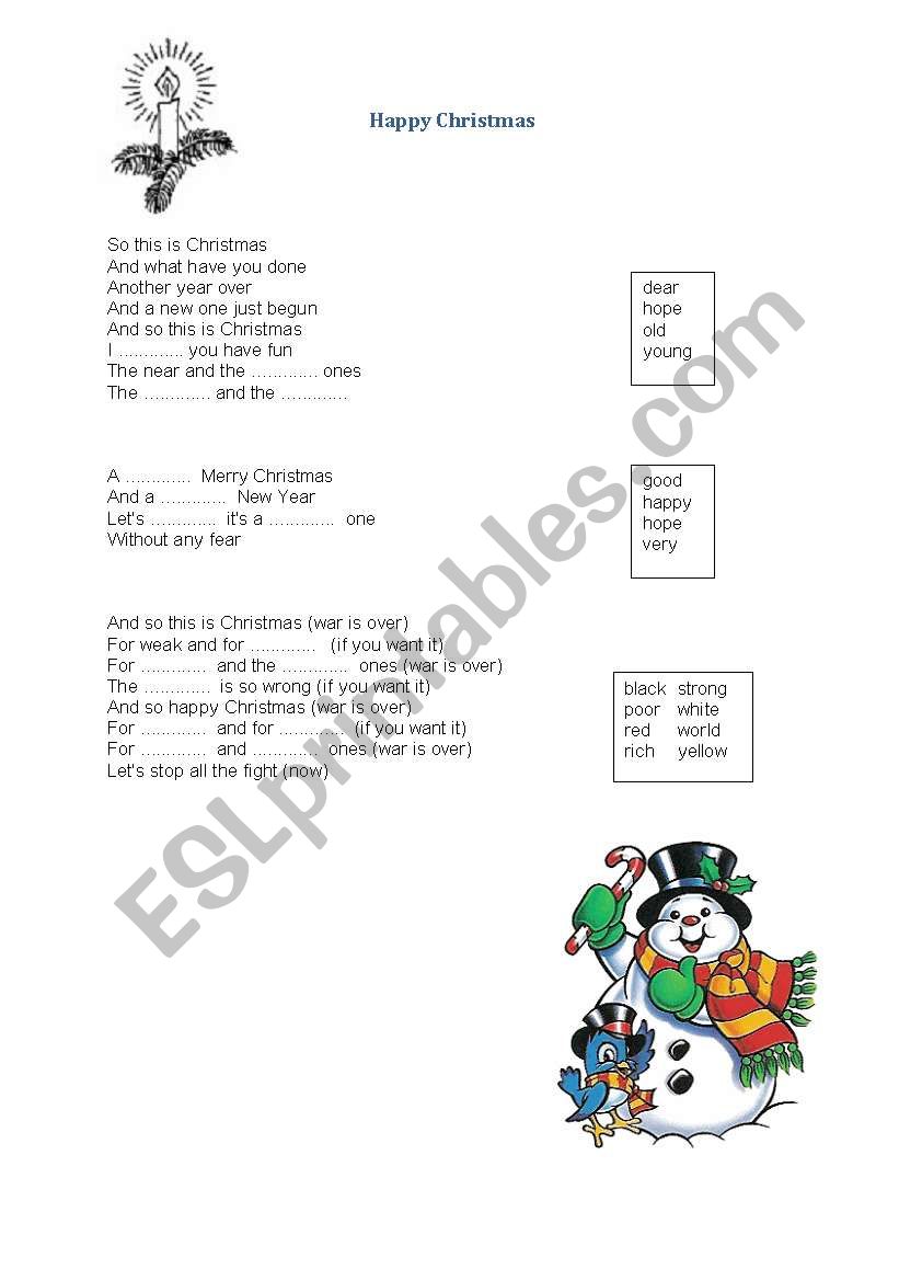 Happy Christmas worksheet