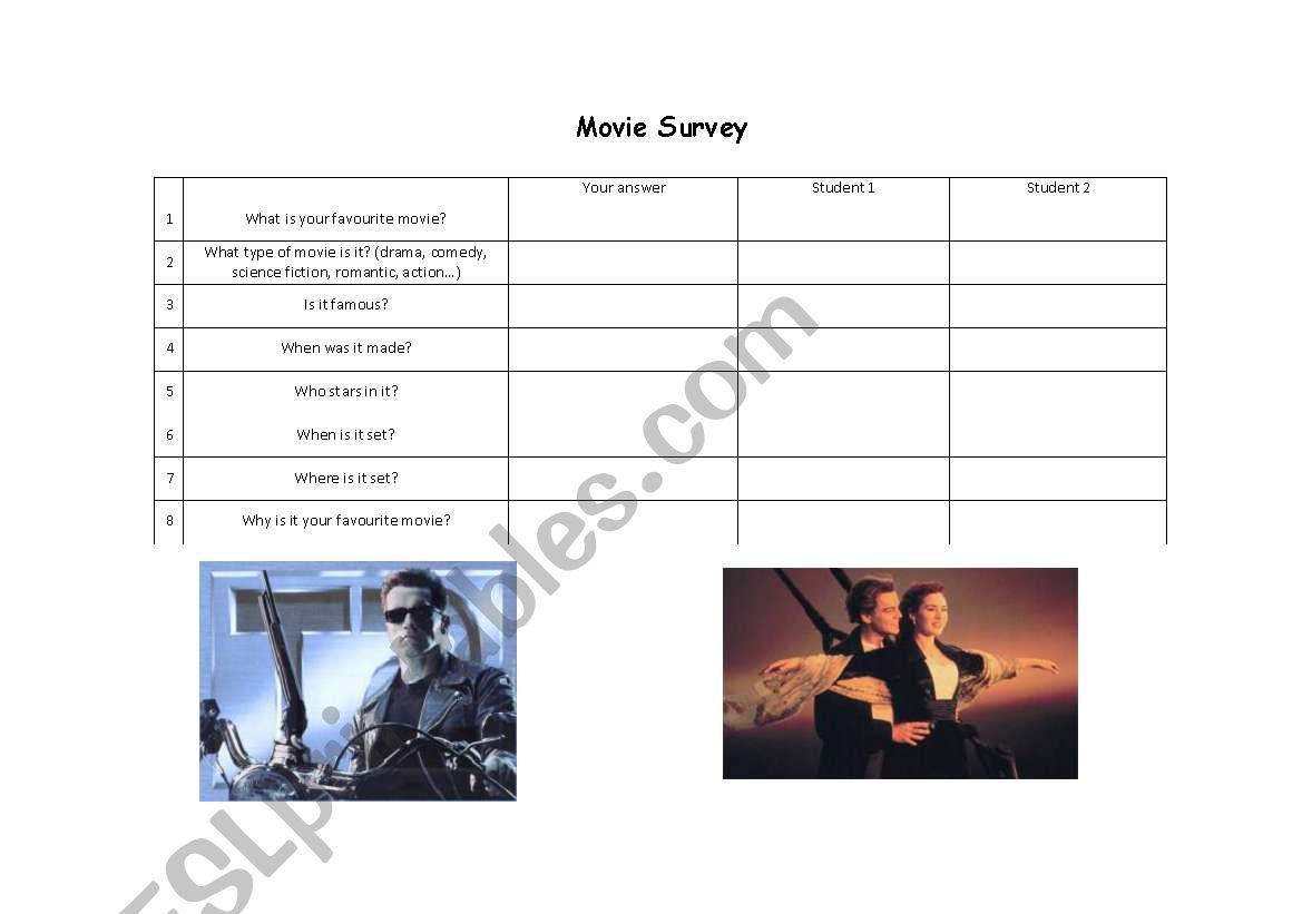 Movie Questionnaire survey speaking activity