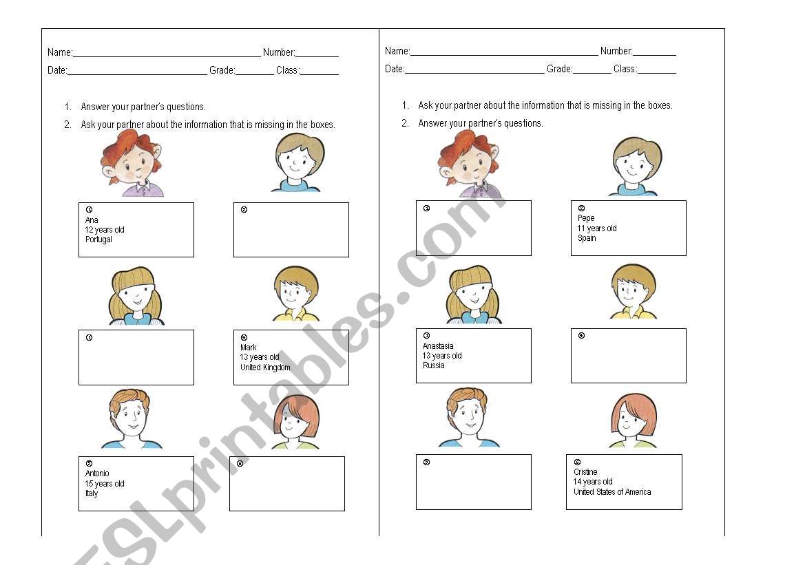 Information gap exercice worksheet