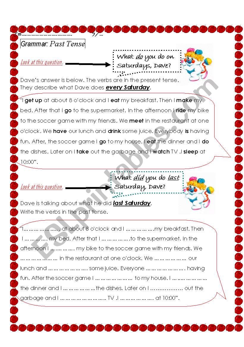 PAST SIMPLE TENSE worksheet