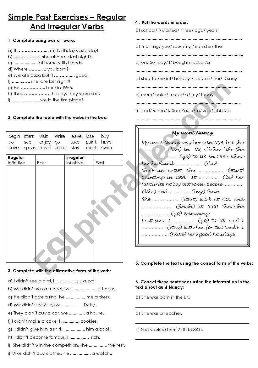 Great  practice of regular and irregular verbs in simple past