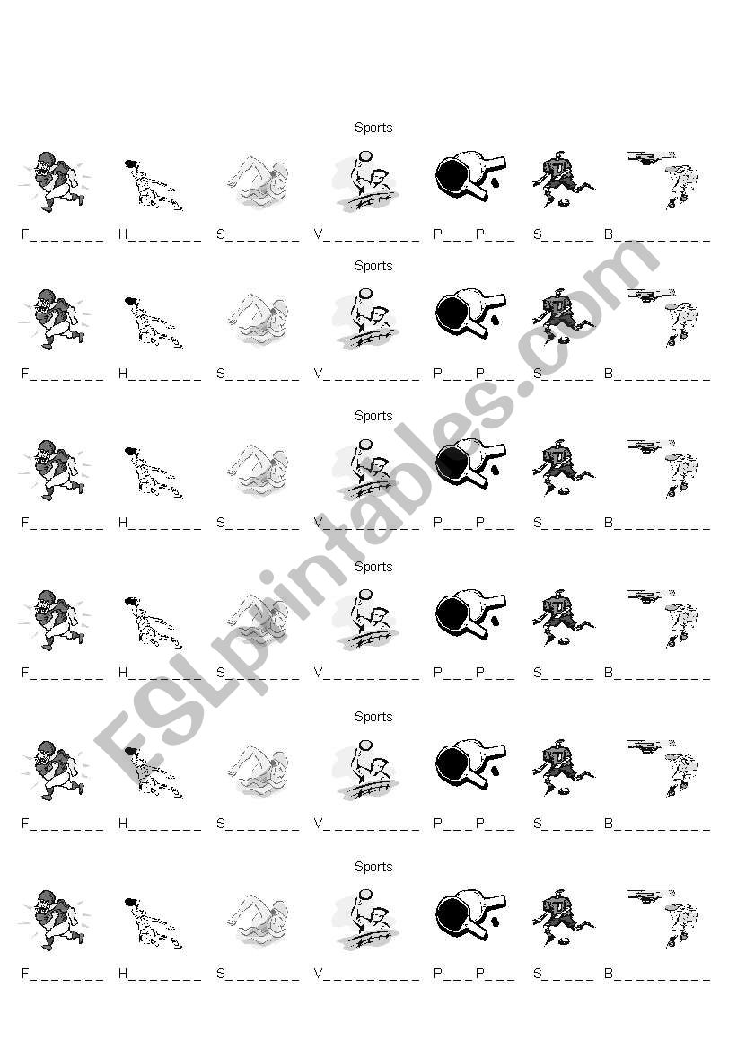 Sports worksheet
