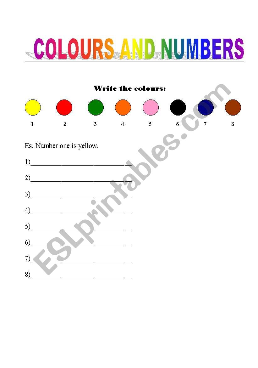 colours and numbers worksheet