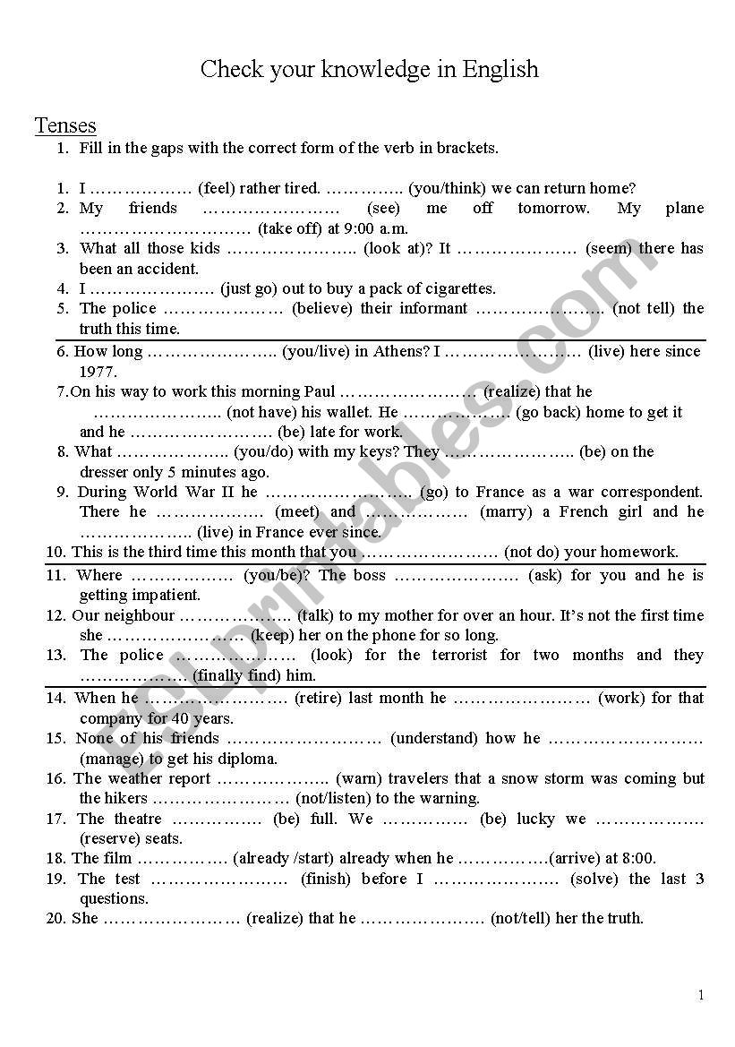 Grammar-Cloze text worksheet