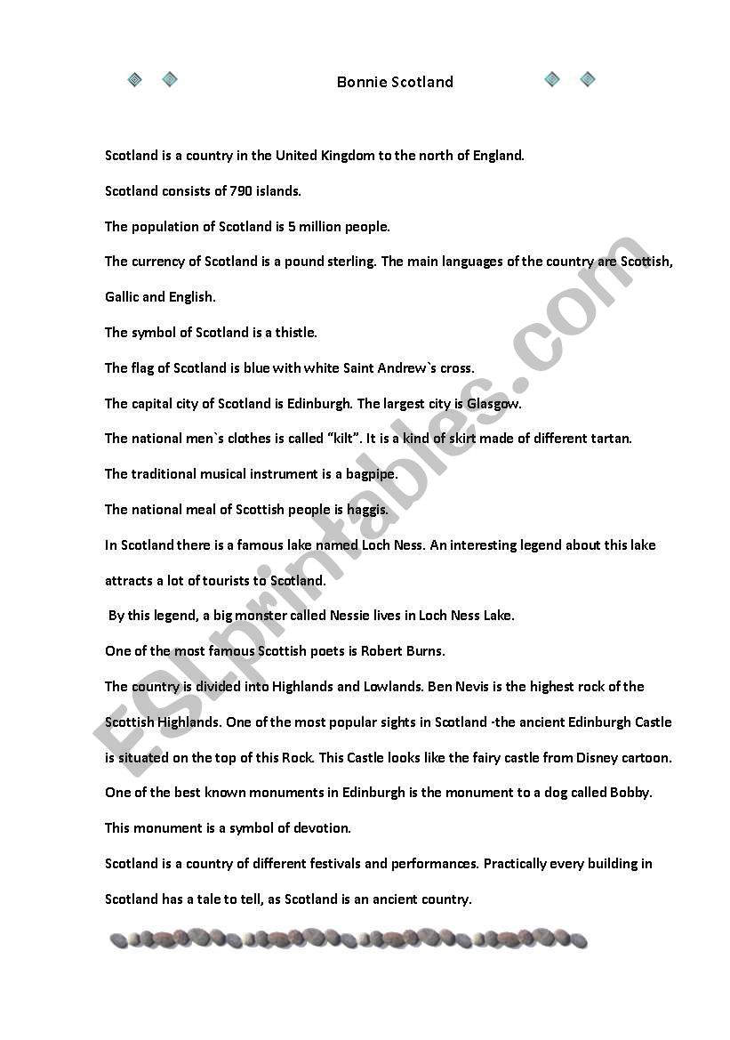 Scotland worksheet