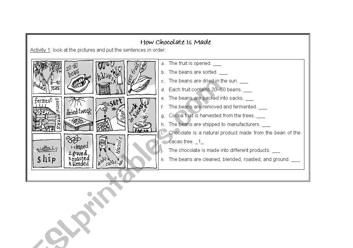 How Chocolate is Made worksheet