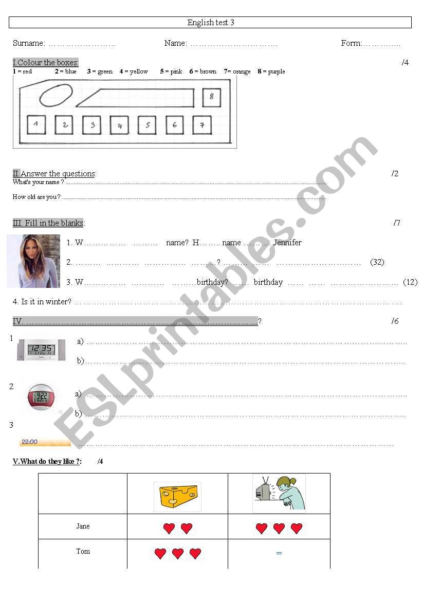 test for beginners worksheet