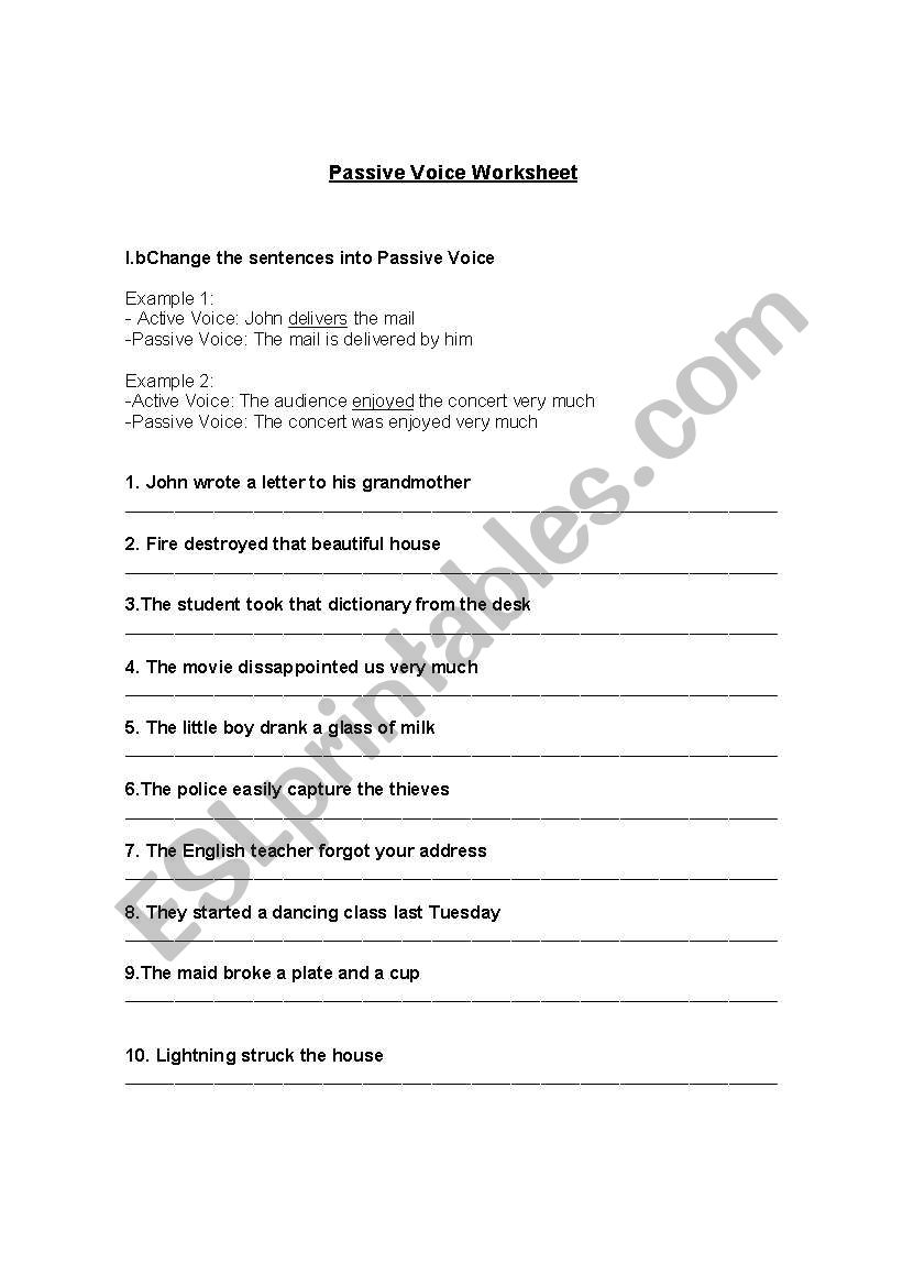 passive voice worksheet worksheet