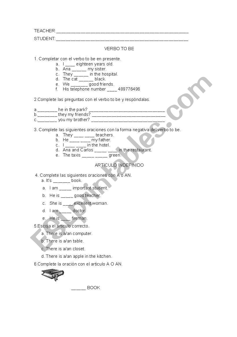 to be y aricles A-AN worksheet