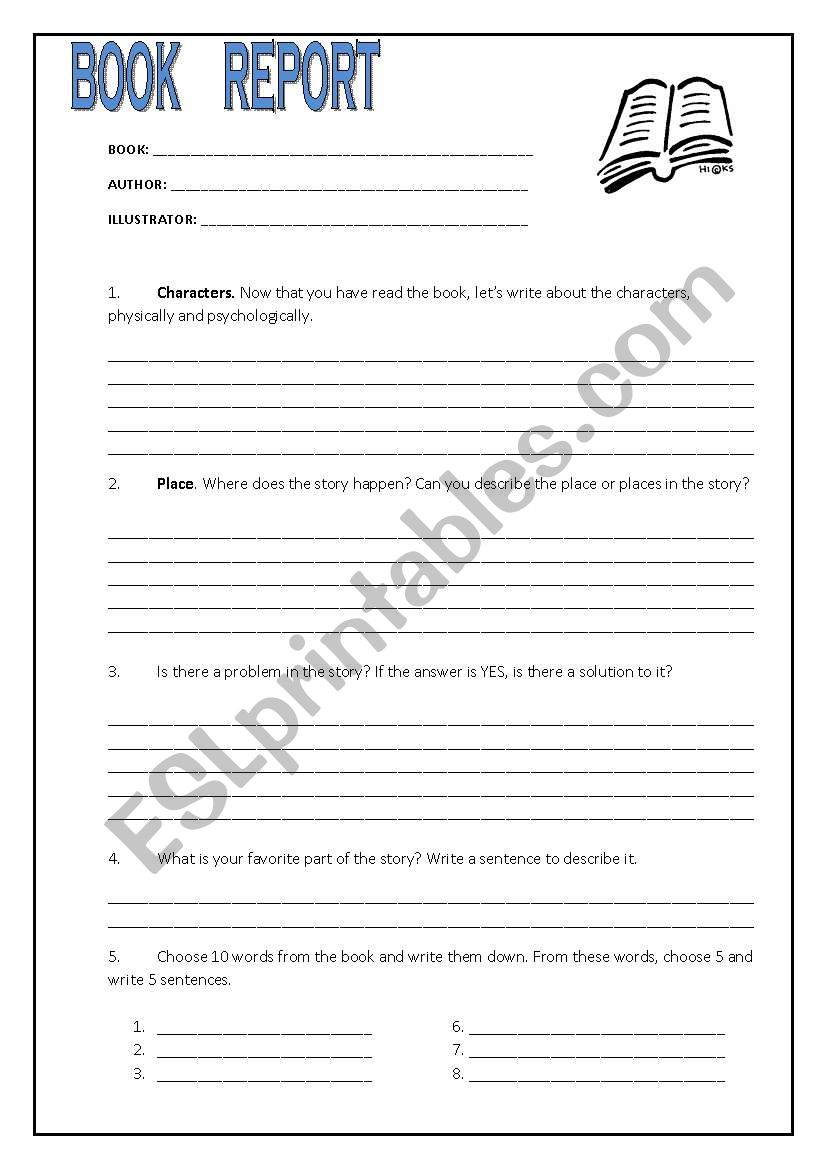  book report worksheet