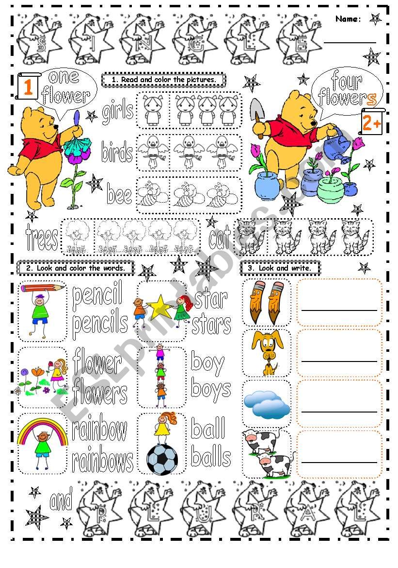 First Introduction to Single and Plurals with Simple Guide and Three Exercises