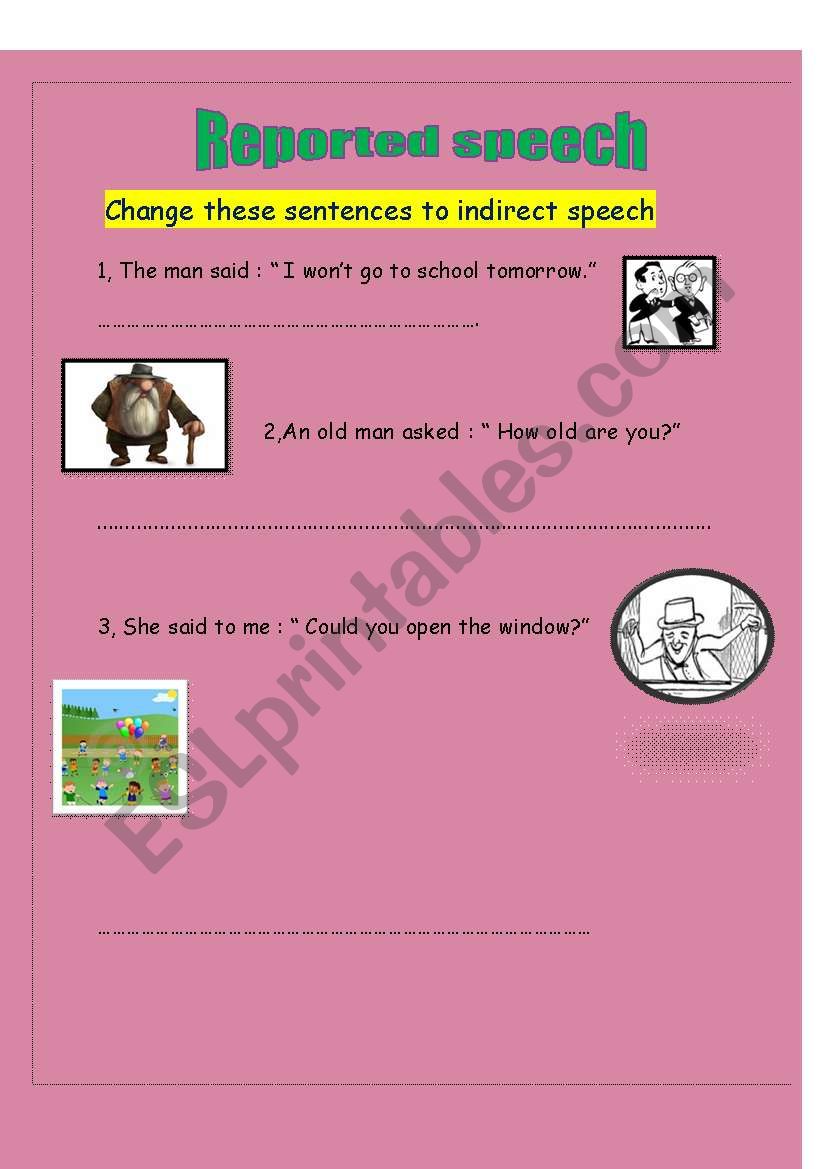 reported speech worksheet