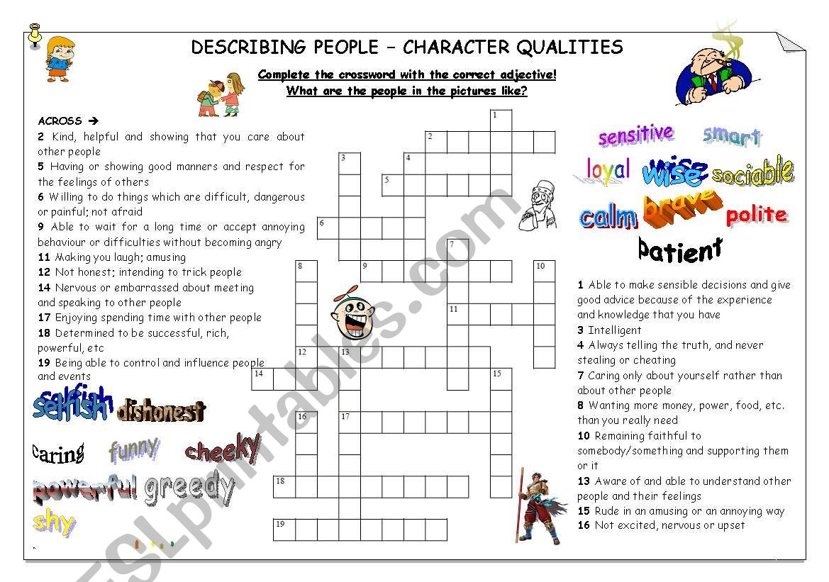 Describing people - character worksheet