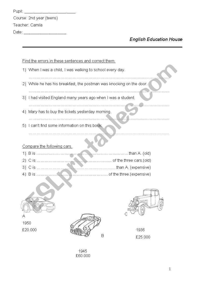 test worksheet