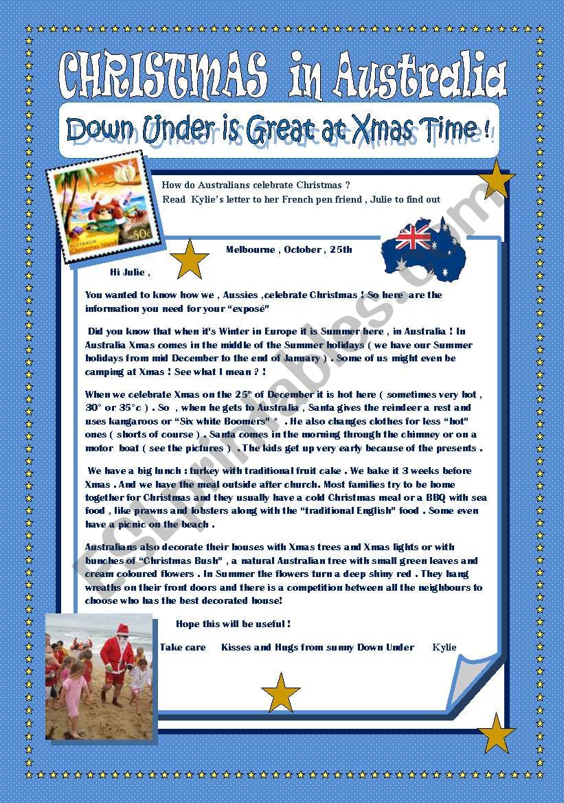 CHRISTMAS IN AUSTRALIA worksheet