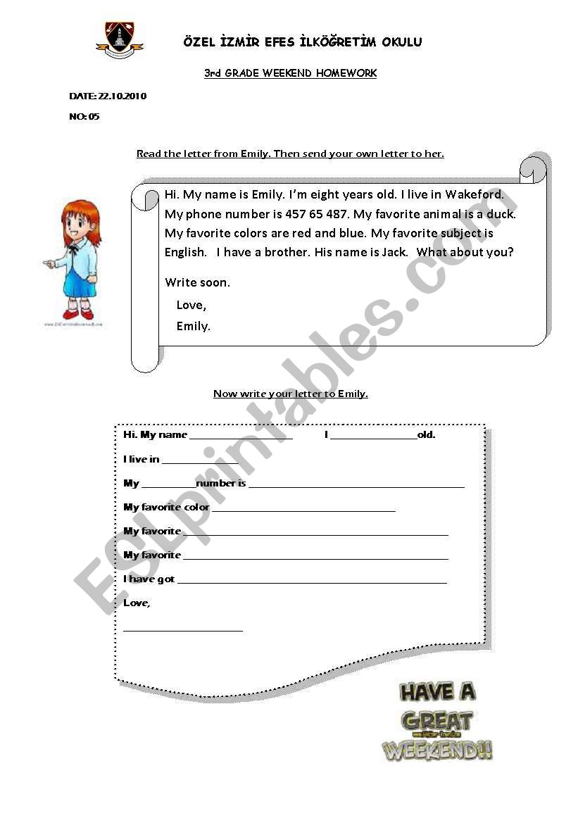 writing a letter worksheet