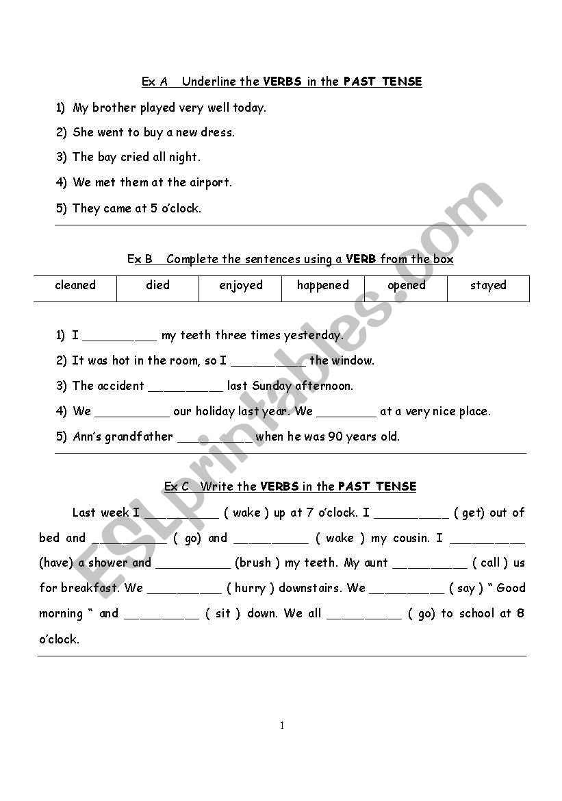 Past Tense worksheet