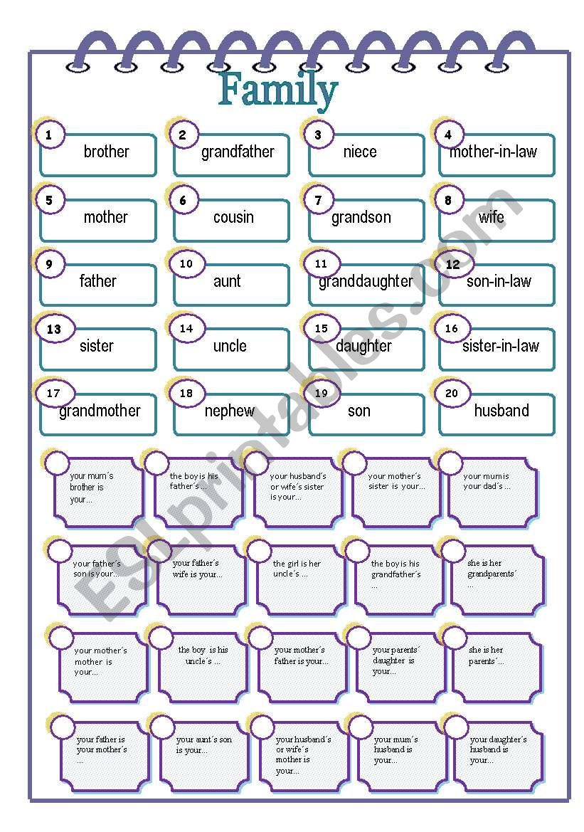 Family worksheet