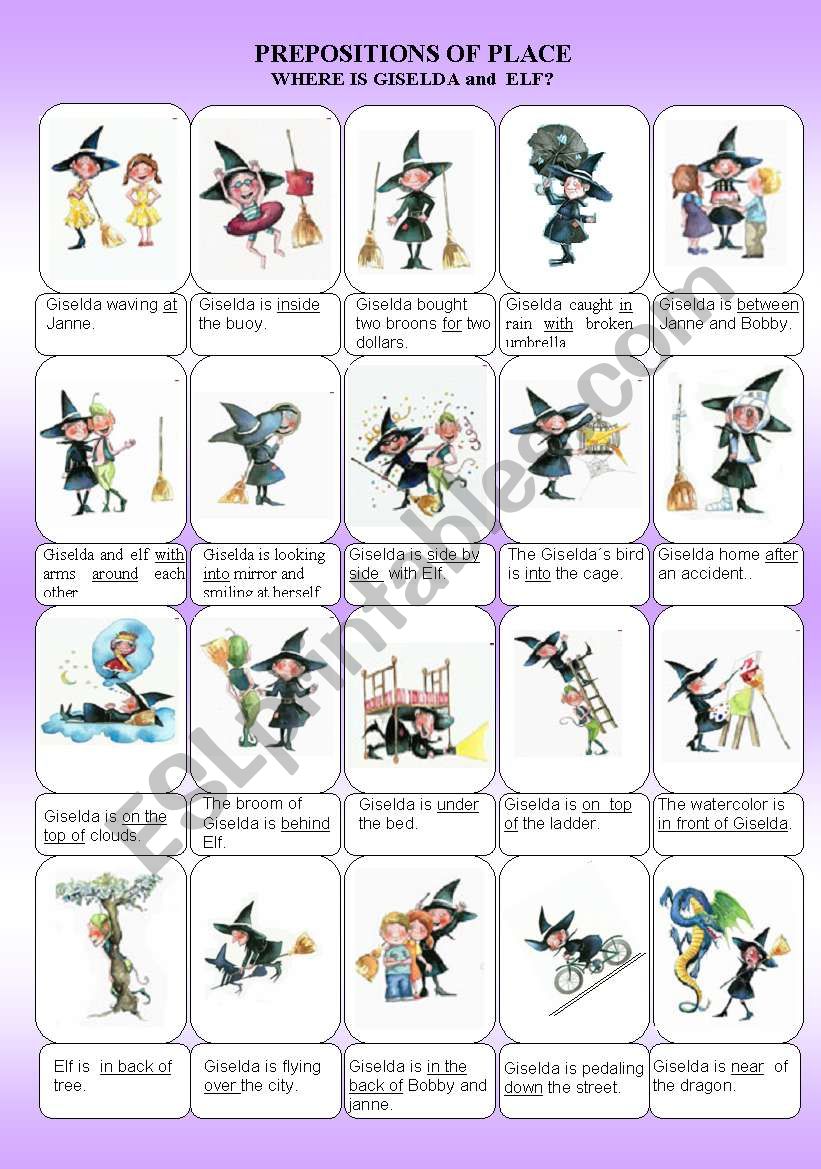 PREPOSITIONS OF PLACE worksheet