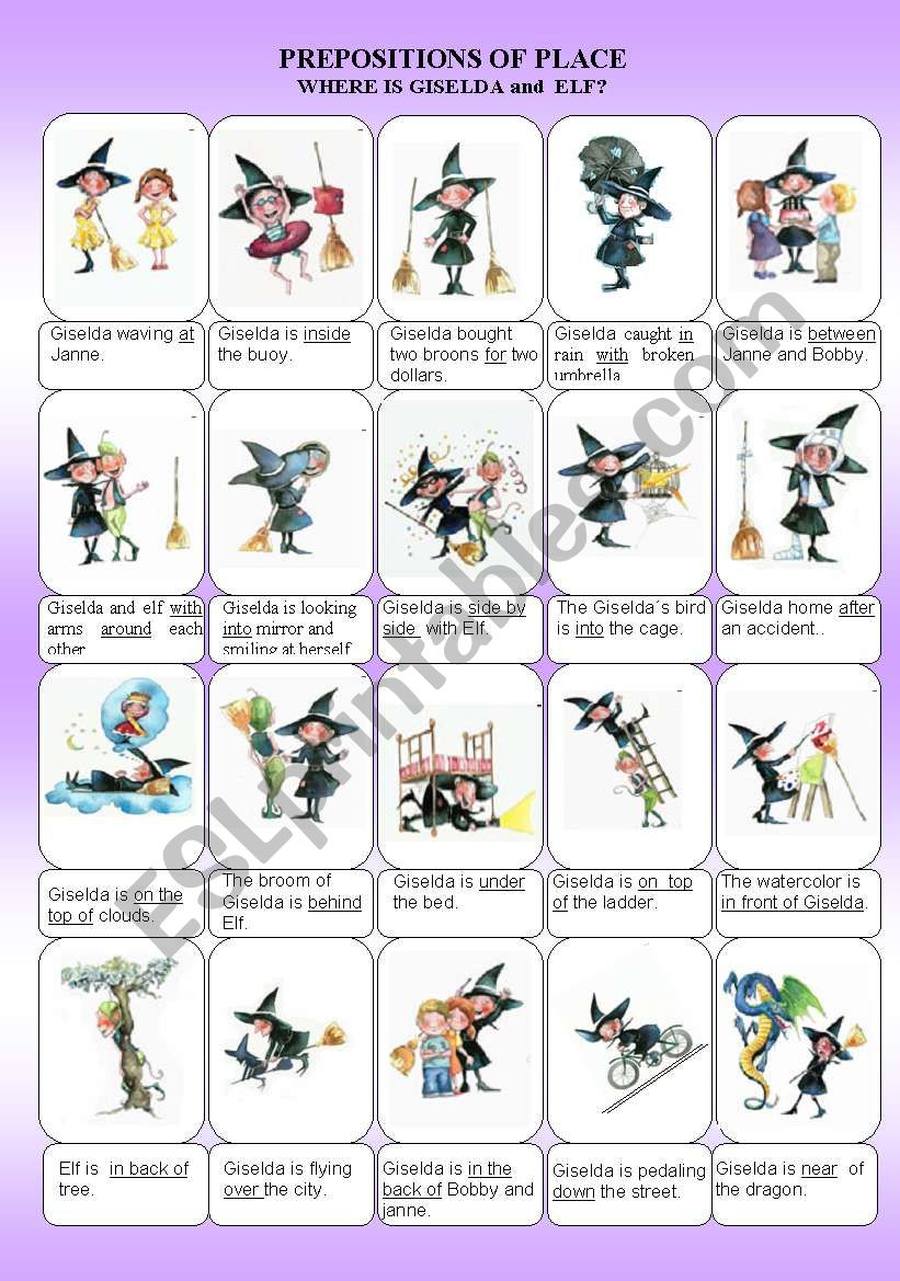 PREPOSITIONS OF PLACE worksheet