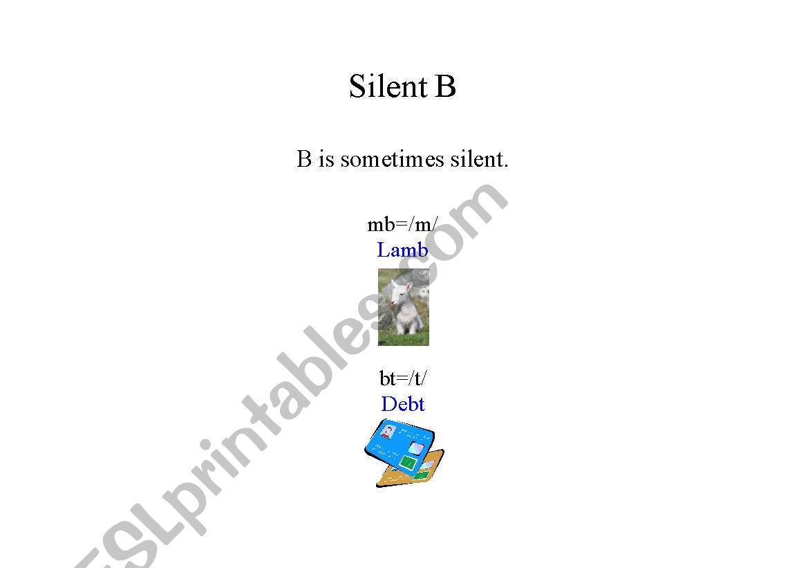 Silent B worksheet