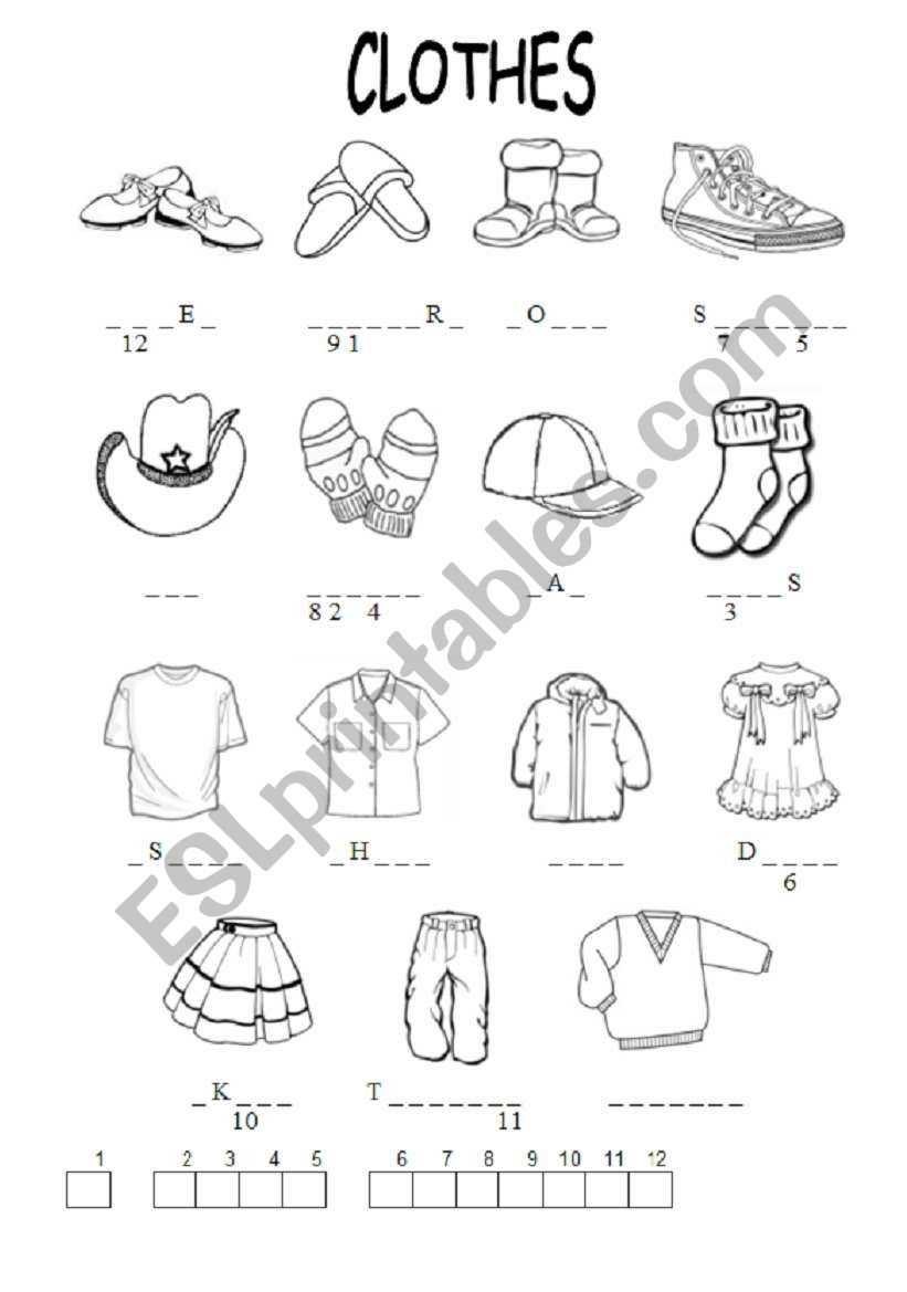 Clothes worksheet