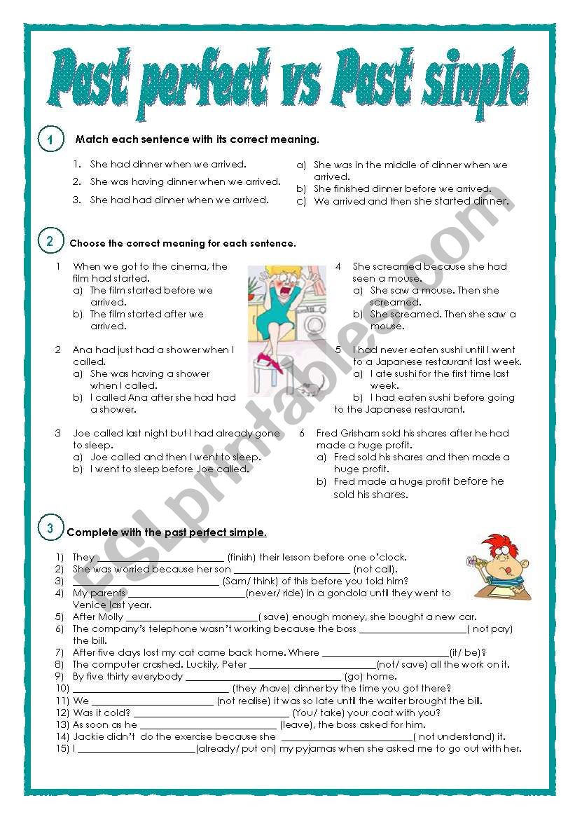 PAST PERFECT vs PAST SIMPLE - ESL worksheet by Malena1