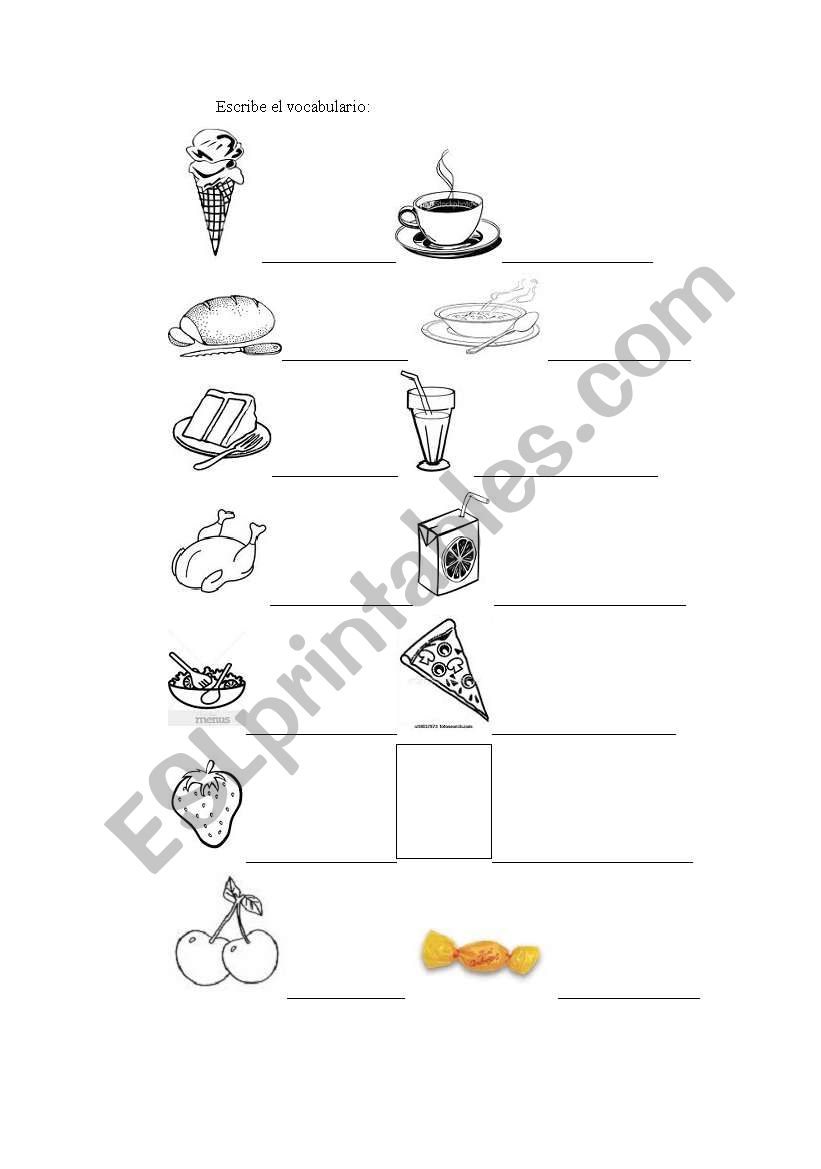 Food and past simple worksheet