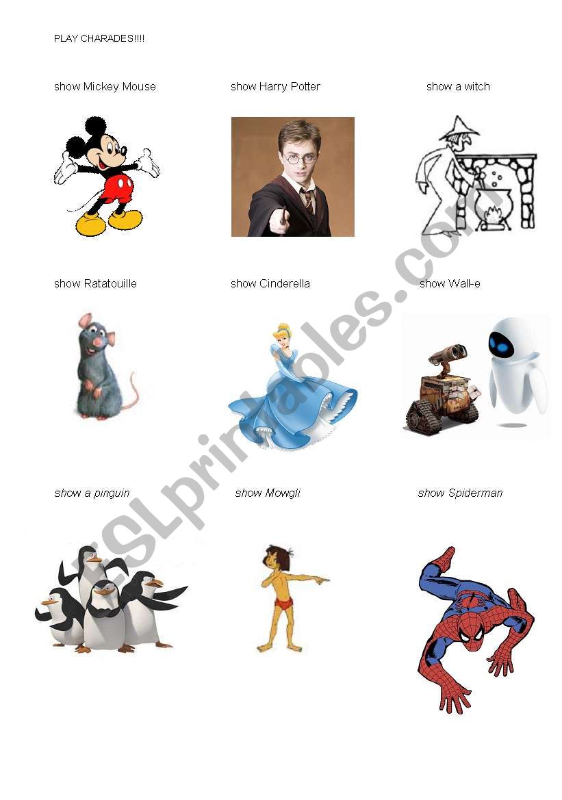 Pantomimes worksheet