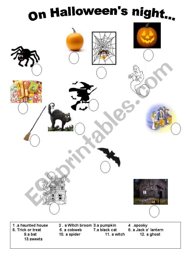 On Halloween night worksheet