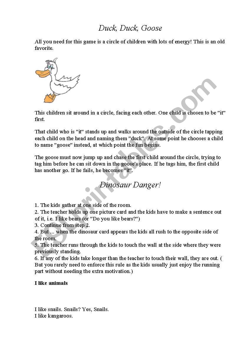 Games for studying Animals worksheet