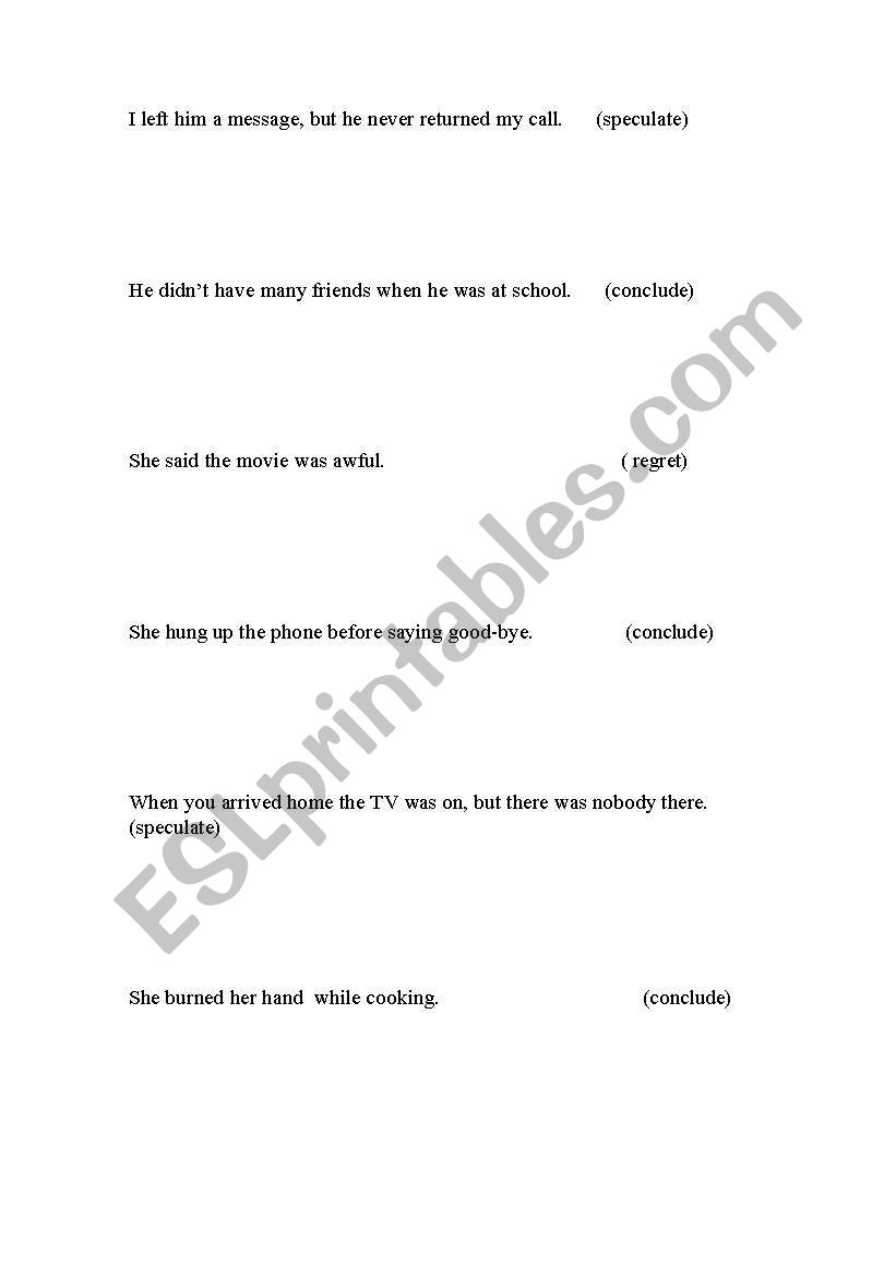 Past exercises worksheet