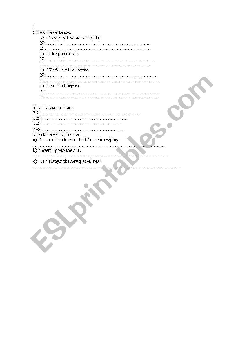 present simple worksheet