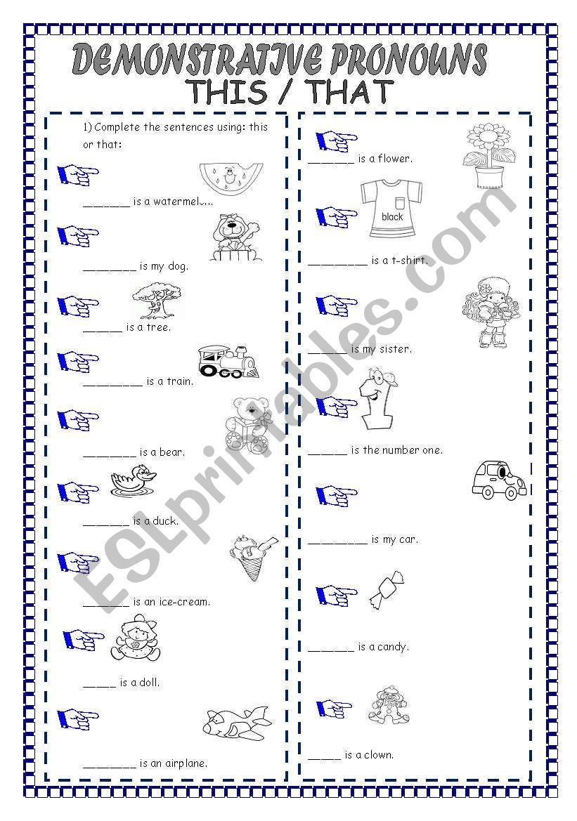 DEMONSTRATIVE PRONOUNS ESL Worksheet By Laninha