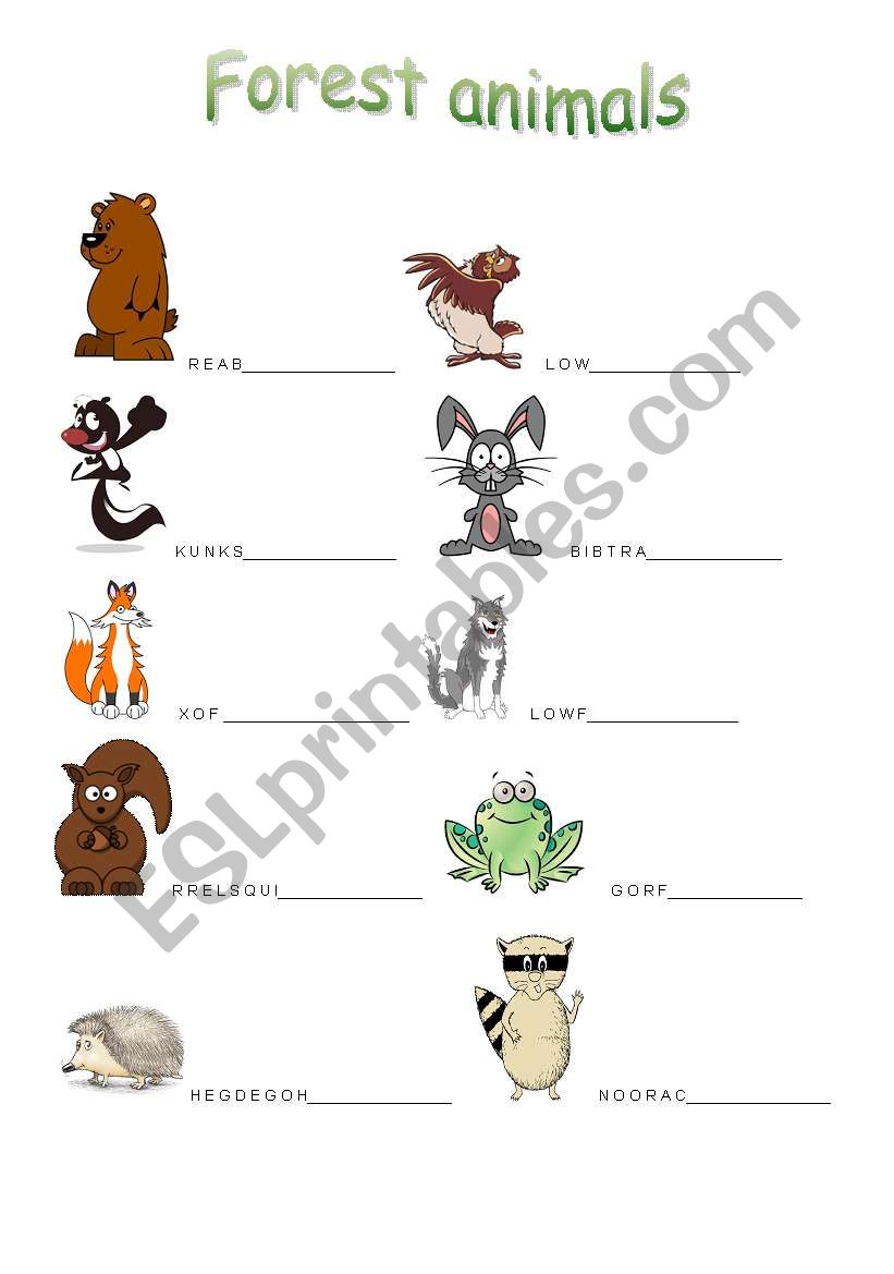 Forest animals - ESL worksheet by pupica