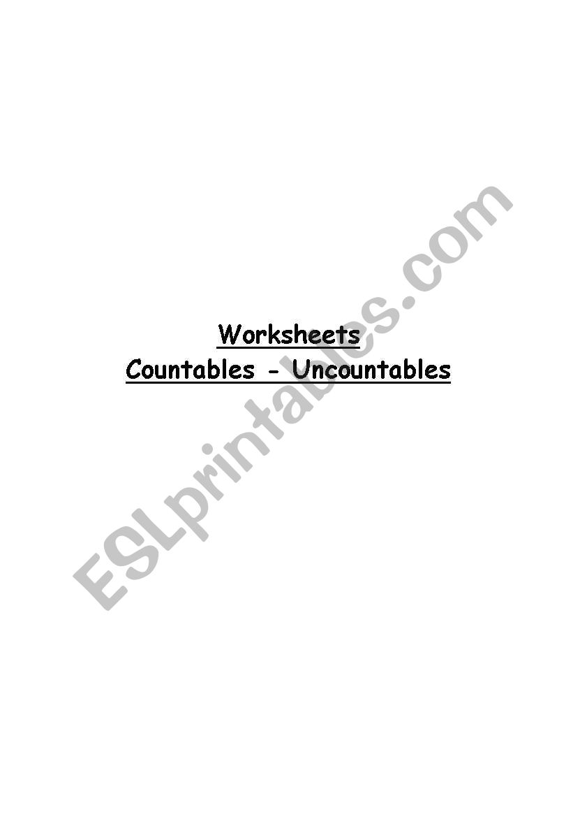 Countables- Uncountable Nouns worksheet